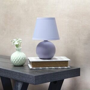 Simple Designs LT2008-PRP Purple Mini Ceramic Globe Table Lamp with Matching